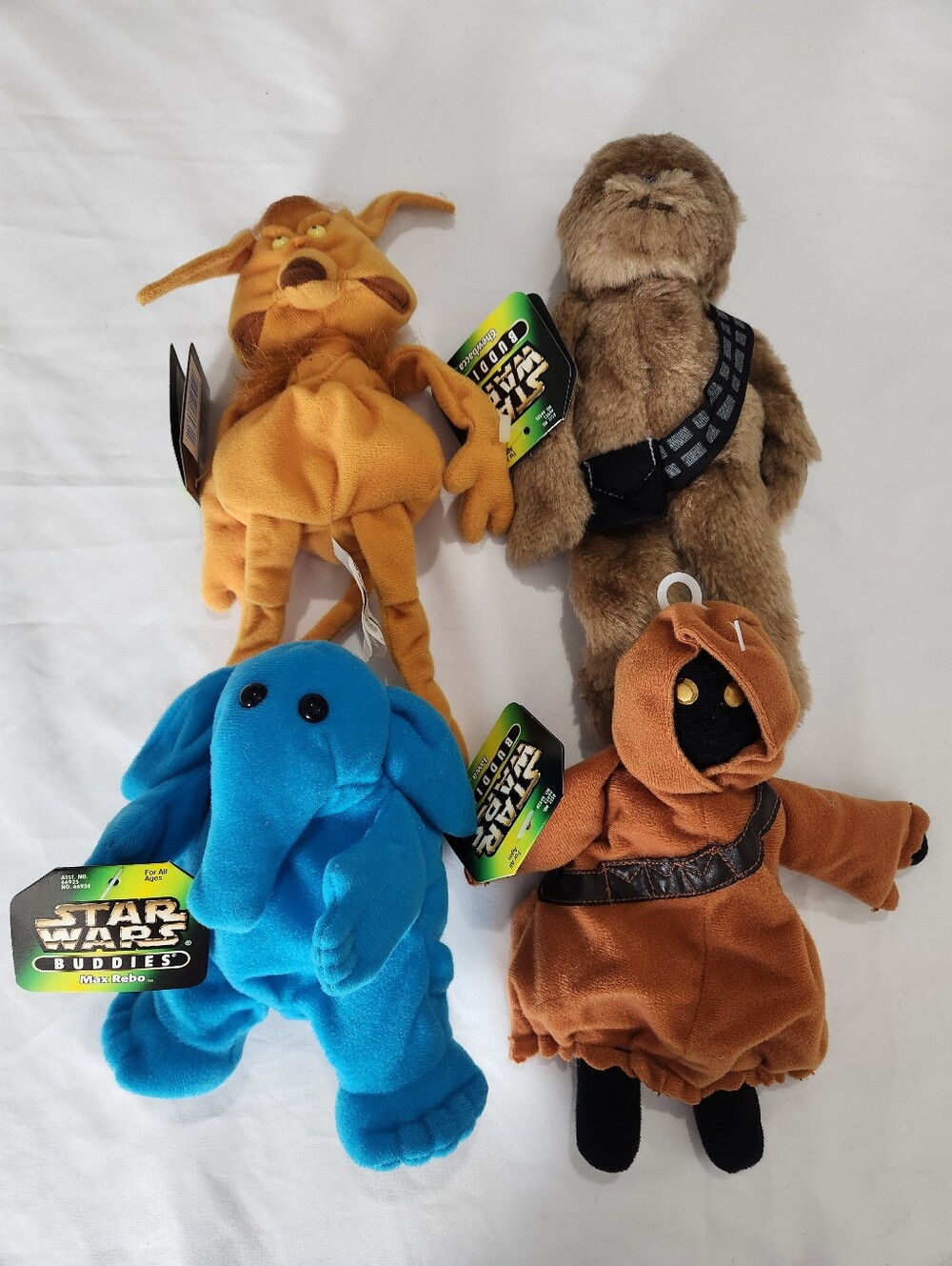 Vintage 1997 Kenner Hasbro Star Wars Buddies Plushes w Tags - Lot of 4 Chewbacca